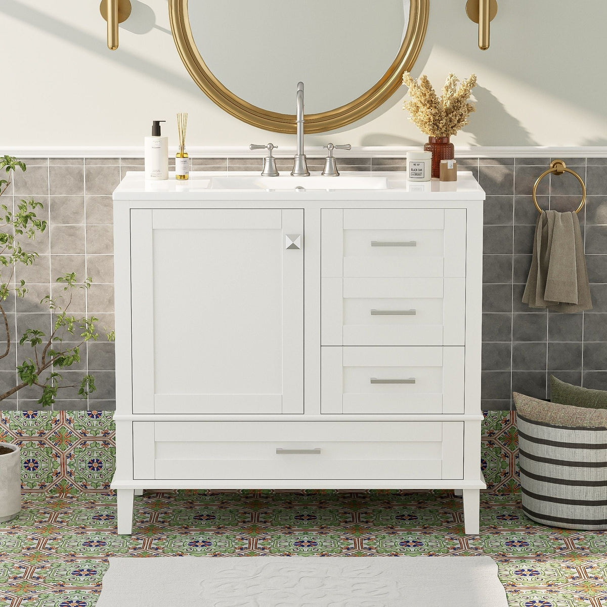 Modern Bathroom Cabinet With Sink Combo Set