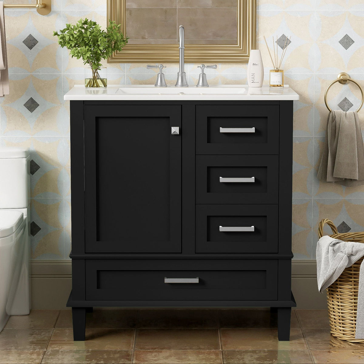 Modern Bathroom Cabinet With Sink Combo Set