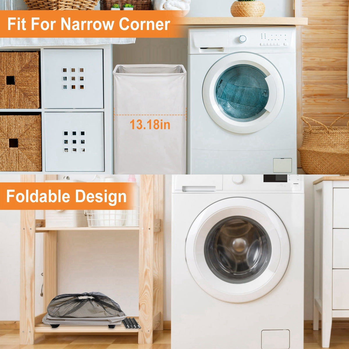 82L/21.6Gal Large Rolling Laundry Hamper Collapsible Tall Laundry Basket with Wheels