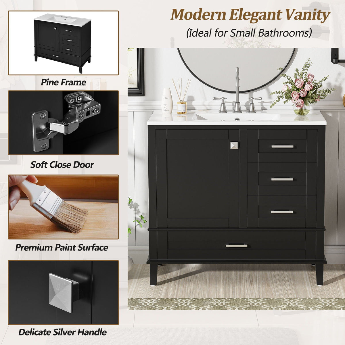 Modern Bathroom Cabinet With Sink Combo Set