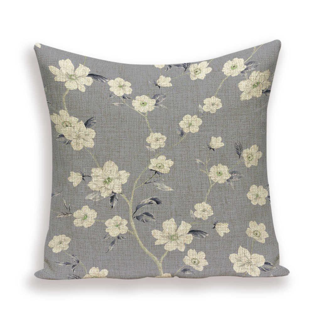 Decorative Plant Flower Throw Pillow Cover
