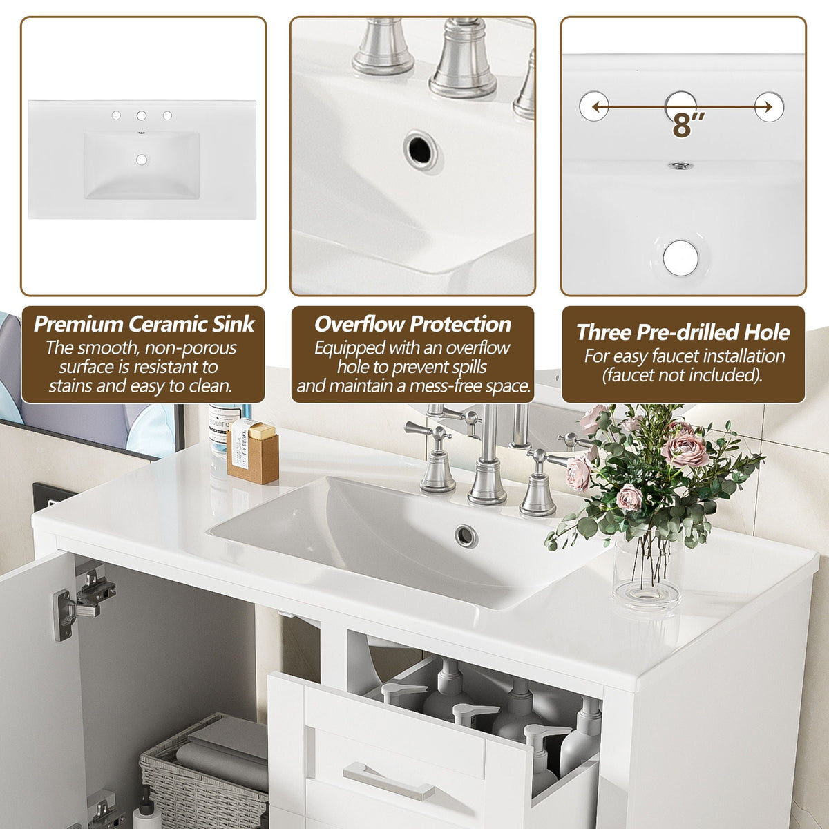 Modern Bathroom Cabinet With Sink Combo Set