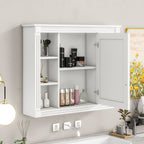 Wall Mounted Bathroom Storage Cabinet With Mirror, Cabinet With 6 Open Shelves