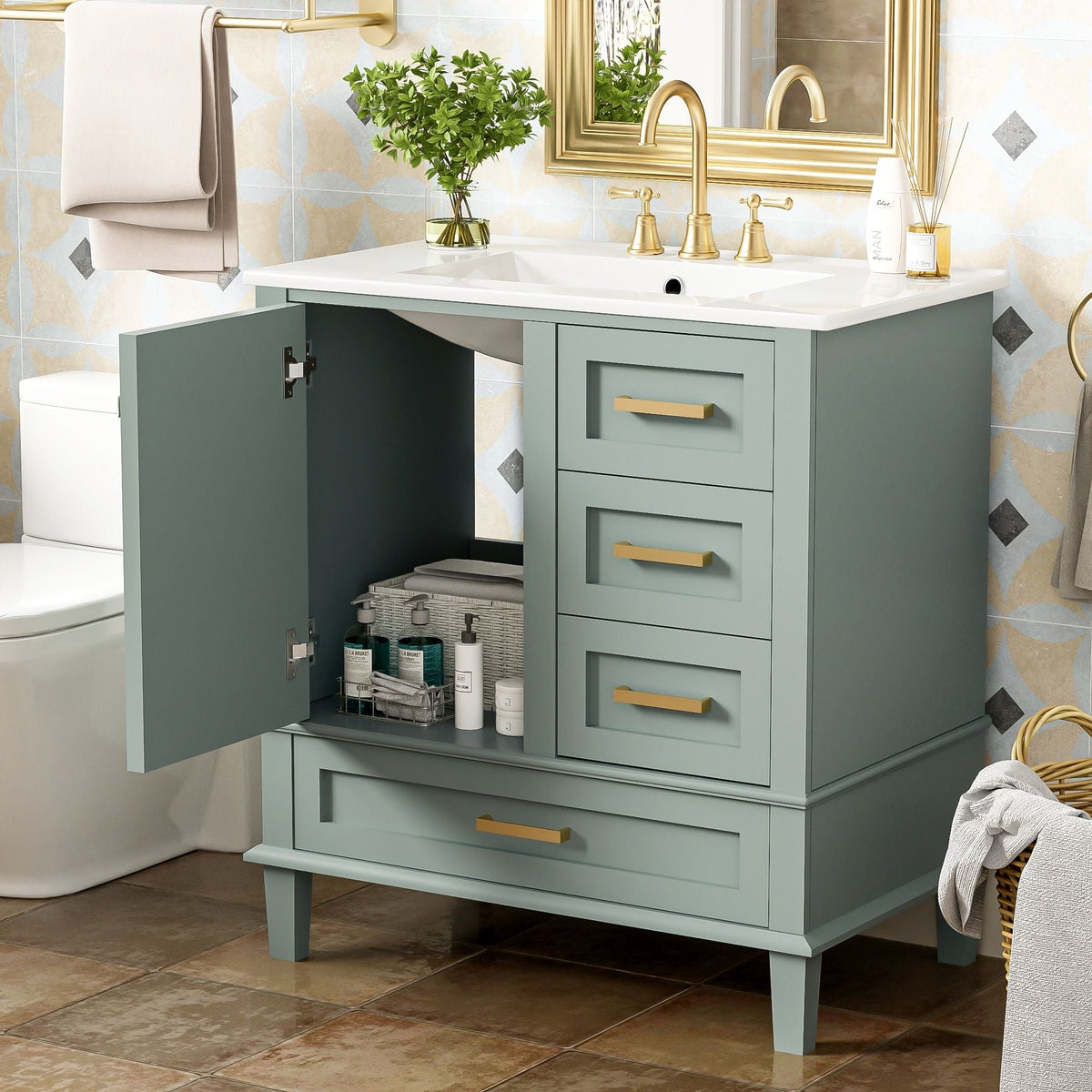Modern Bathroom Cabinet With Sink Combo Set