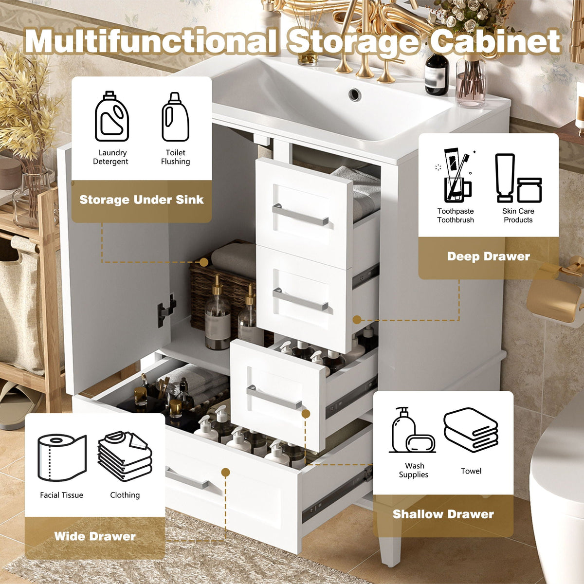 Modern Bathroom Cabinet With Sink Combo Set