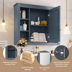 Wall Mounted Bathroom Storage Cabinet With Mirror, Cabinet With 6 Open Shelves