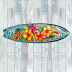 Hawaiian Flowers Surfboard Coastal Wall Art