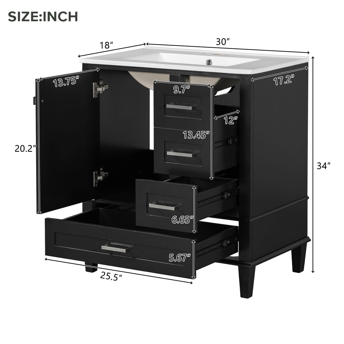 Modern Bathroom Cabinet With Sink Combo Set