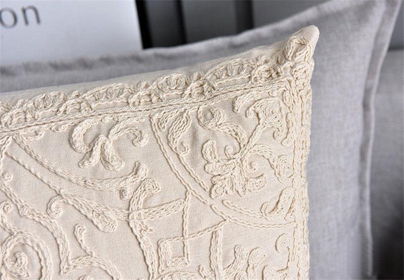 Floral Embroidered Throw Pillow Covers