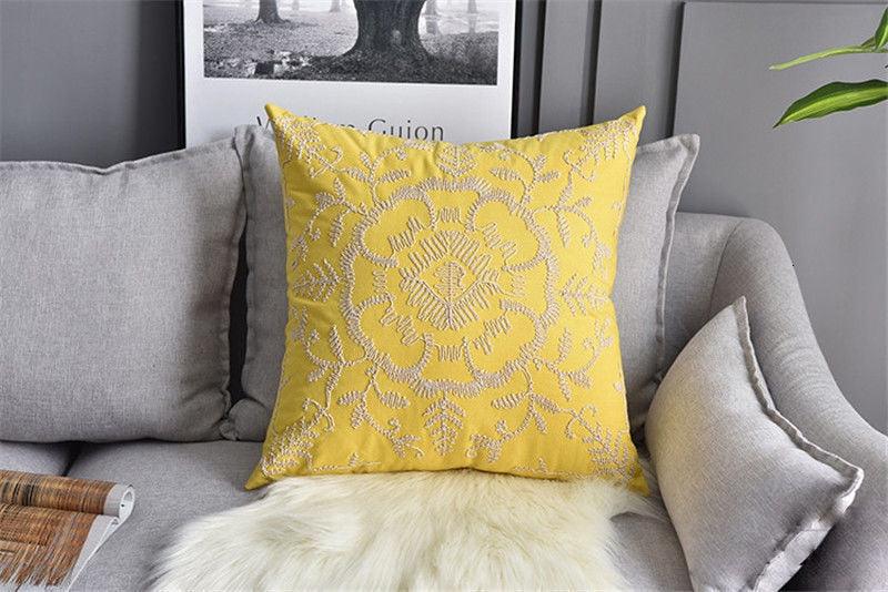 Floral Embroidered Throw Pillow Covers