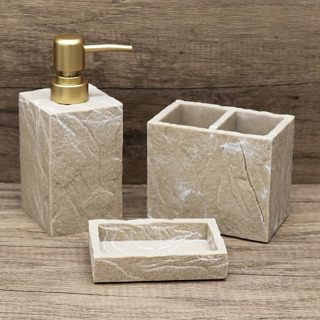 High-End Resin Bathroom Set with Empty Bottles