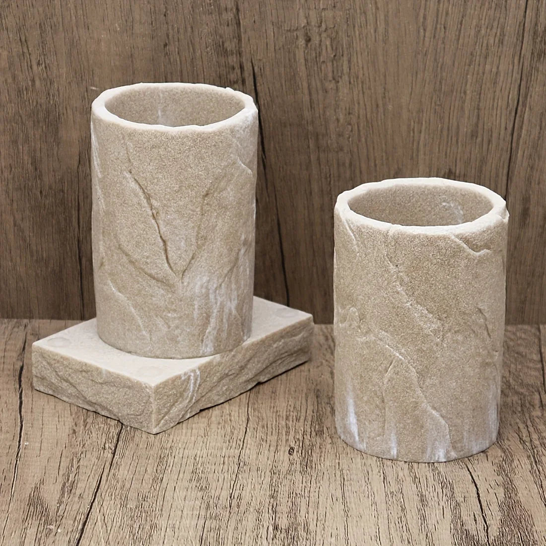 High-End Resin Bathroom Set with Empty Bottles