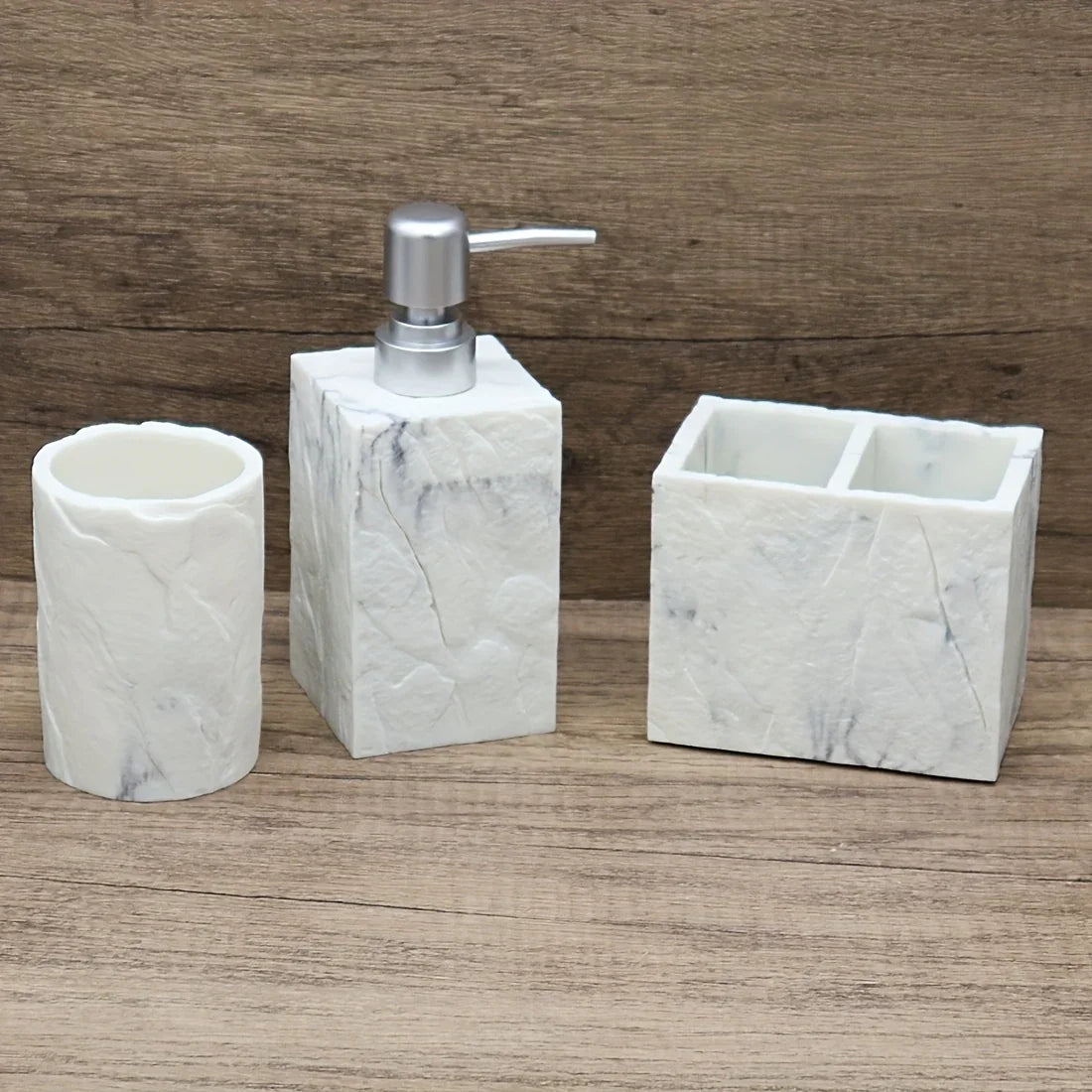 High-End Resin Bathroom Set with Empty Bottles