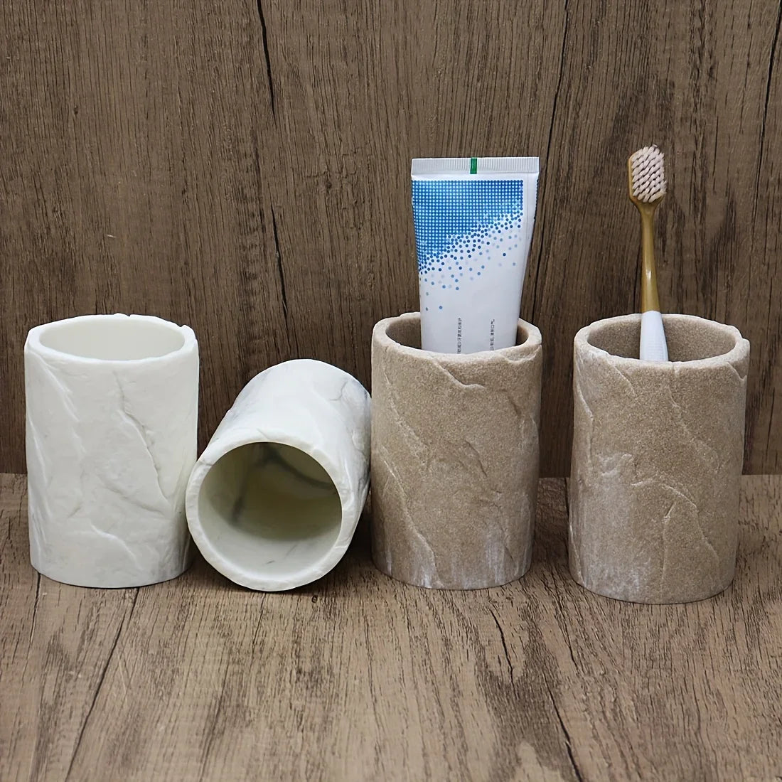 High-End Resin Bathroom Set with Empty Bottles