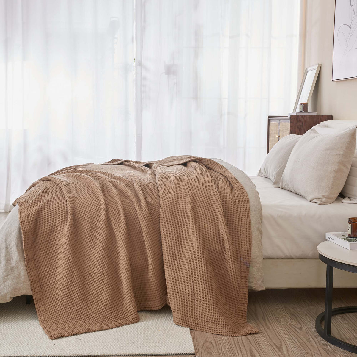 100% Cotton Waffle Weave Blanket - Mikala Collection