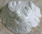 Antique Westmoreland Milk Glass Bowl with Embossed Grapes & Vines