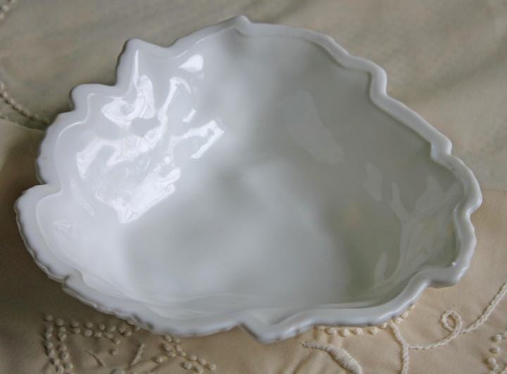 Antique Westmoreland Milk Glass Bowl with Embossed Grapes & Vines
