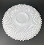 Milk Glass Hobnail Footed Bowl, Ruffled Edge Serving Dish
