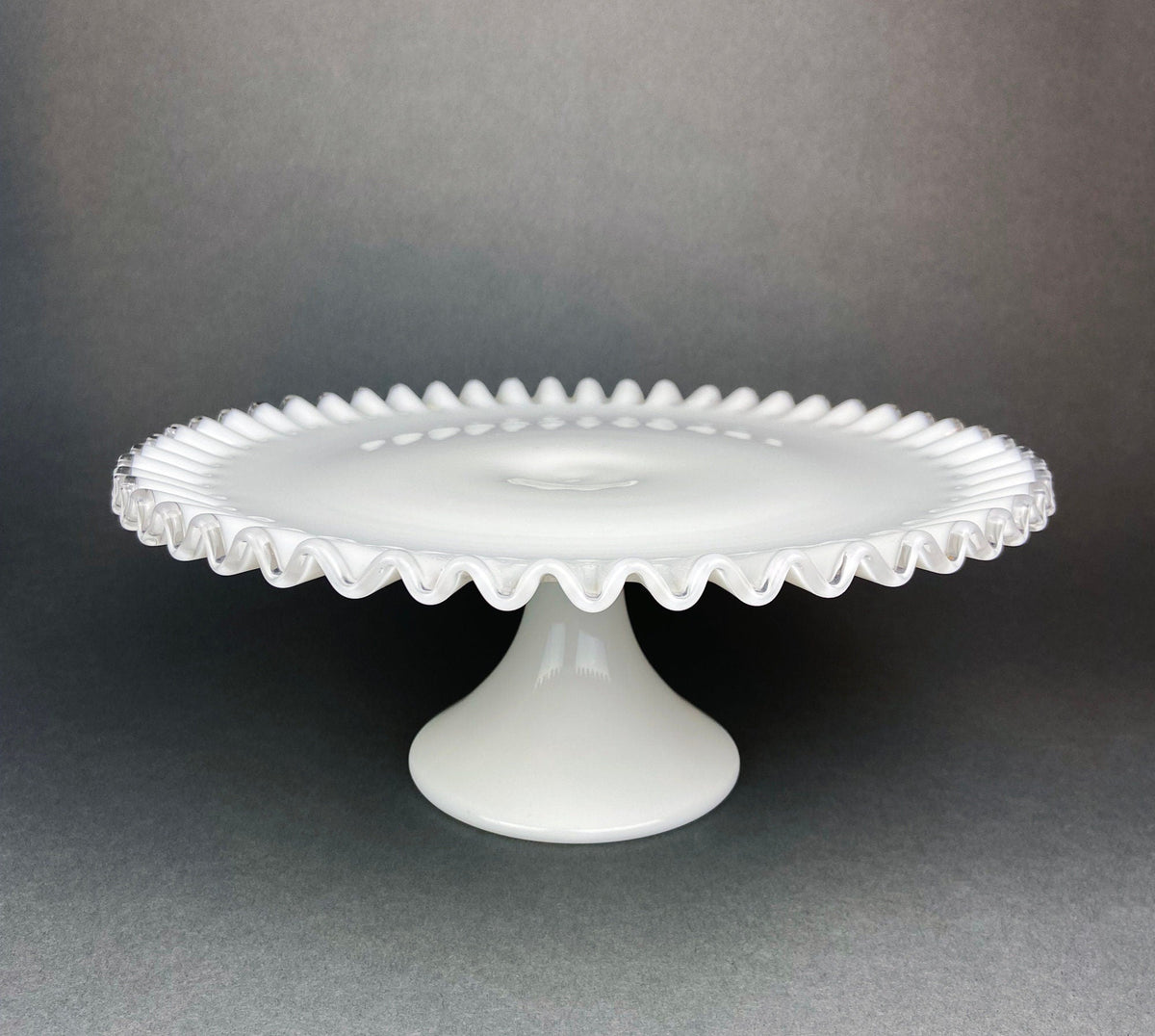 Vintage Thumb Print Milk Glass Cake Stand