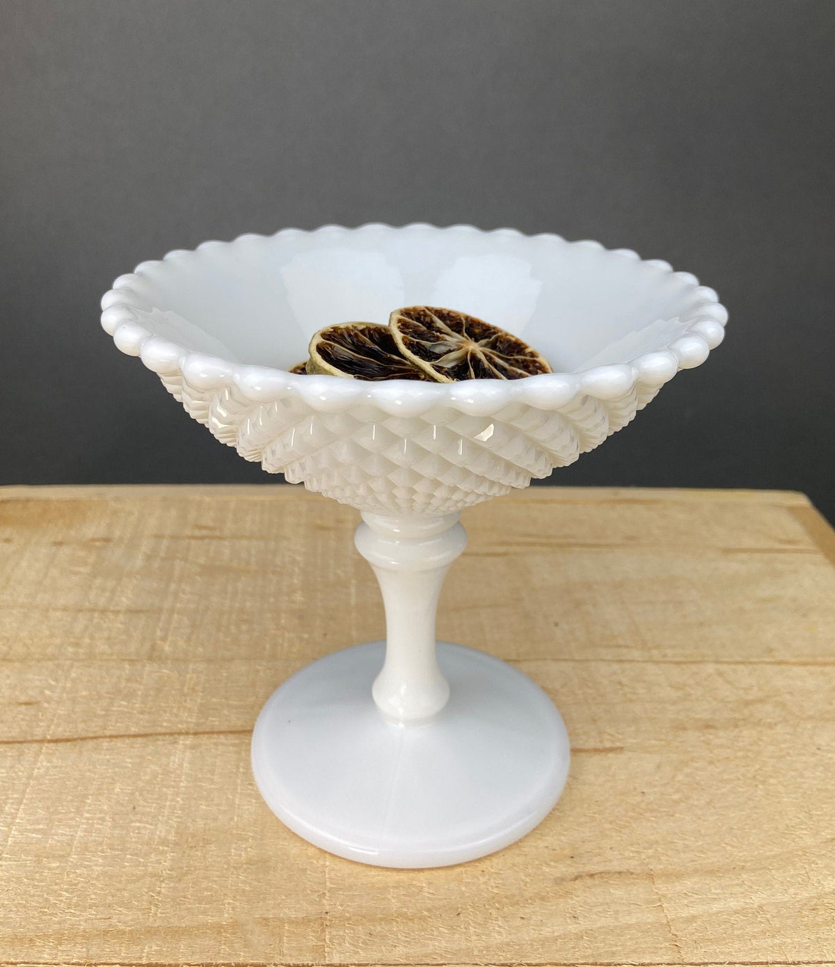 Milk Glass Serving Dish with Plate