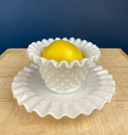 Milk Glass Serving Dish with Plate