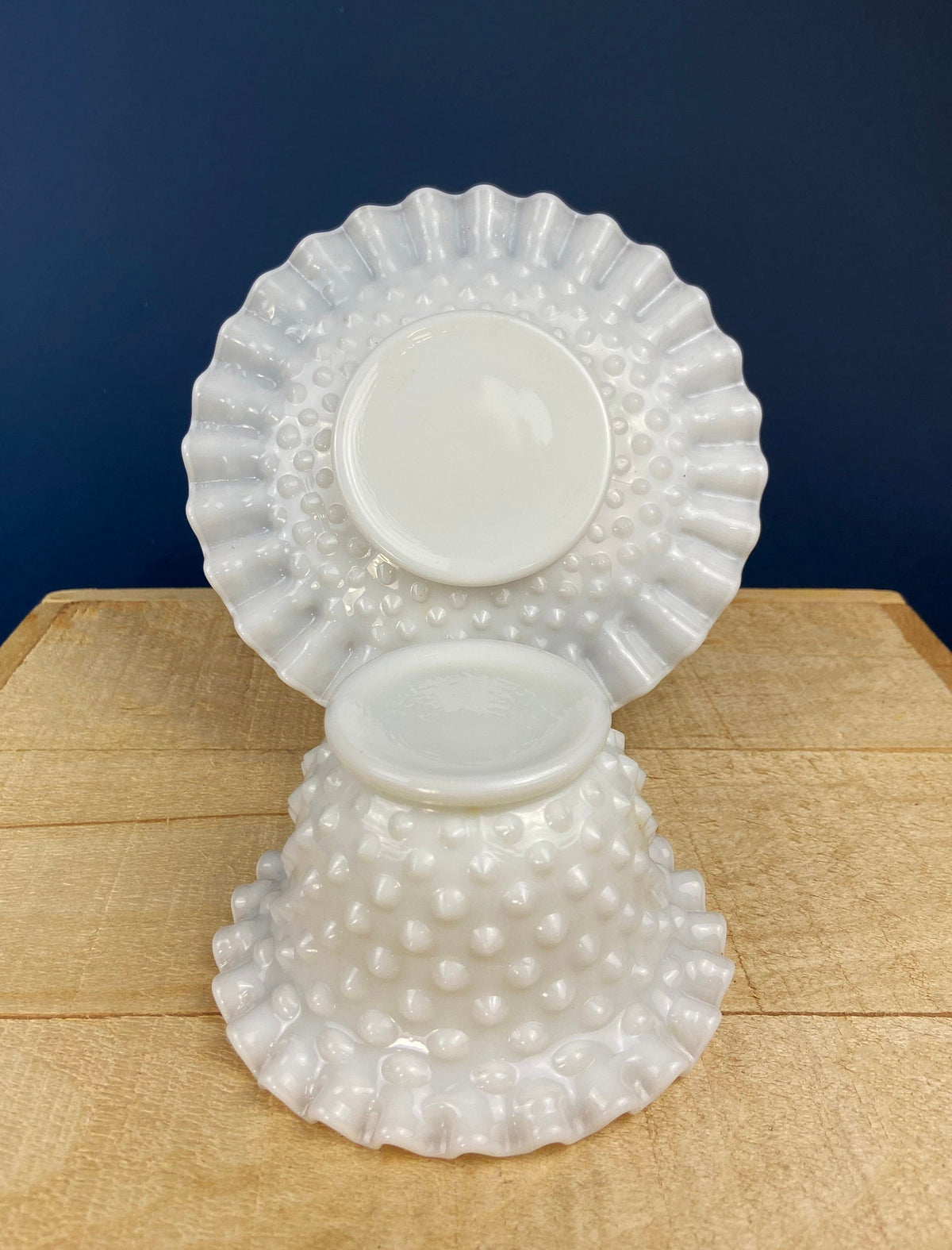 Milk Glass Serving Dish with Plate