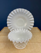 Milk Glass Serving Dish with Plate