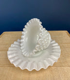 Milk Glass Serving Dish with Plate