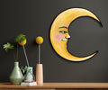 Moon Wall Art Ready to Hang 20" Celestial Crescent Yellow Moon Wall Decor
