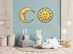 Moon Wall Art Ready to Hang 20" Celestial Crescent Yellow Moon Wall Decor