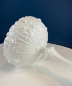 Milk Glass Floral Footed Bowl with Scalloped Rim
