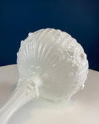 Milk Glass Floral Footed Bowl with Scalloped Rim