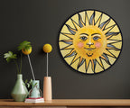 Sun Wall Art Ready to Hang 20" Smiling Yellow Sun Wall Decor