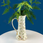 Vintage Fine Bone China Pitcher: Bohemian Chic Floral Vase