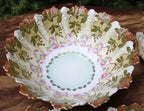 Antique Austrian Hand Painted Porcelain Serving Bowl with Matching Salad Dessert Bowls