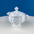 Vintage Fenton Milk Glass Sugar Bowl & Creamer on Matching Tray