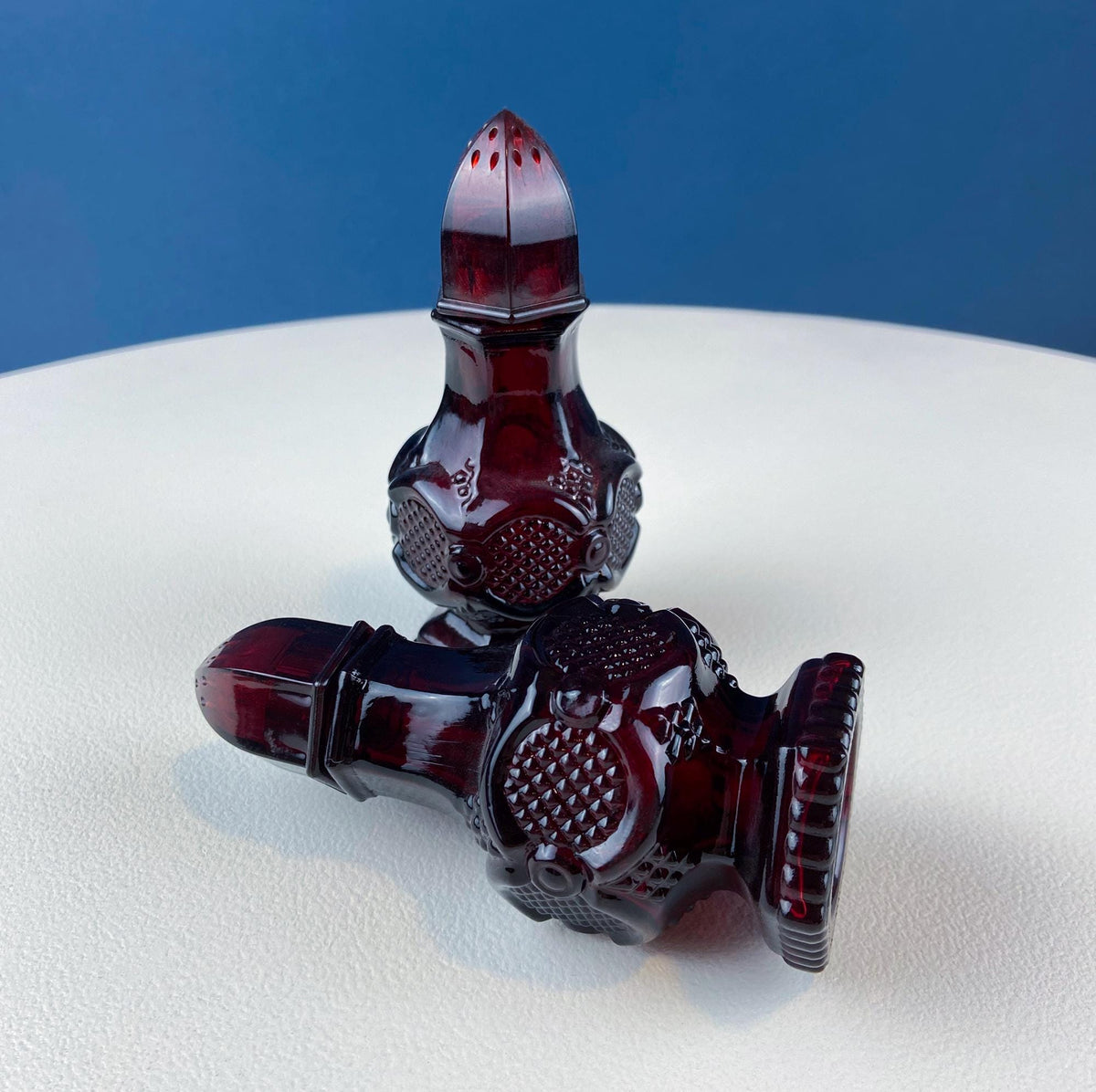 Vintage Ruby Red Avon Cape Cod salt and Pepper Shakers