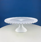 Vintage Thumb Print Milk Glass Cake Stand