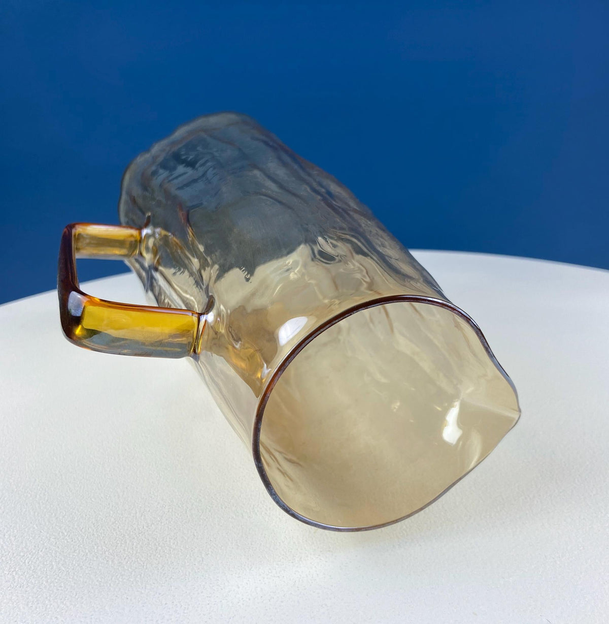 Iridescent Peach Bark Pattern Glass Pitcher Vase