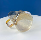 Iridescent Peach Bark Pattern Glass Pitcher Vase