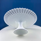 Vintage Thumb Print Milk Glass Cake Stand