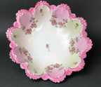 Antique Austrian Hand Painted Porcelain Serving Bowl with Matching Salad Dessert Bowls