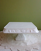 Vintage Thumb Print Milk Glass Cake Stand