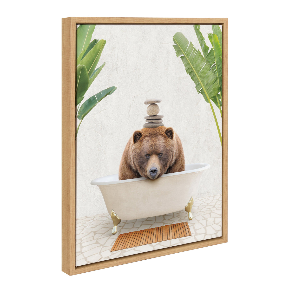 Sylvie Big Bear Bali Bath Framed Canvas