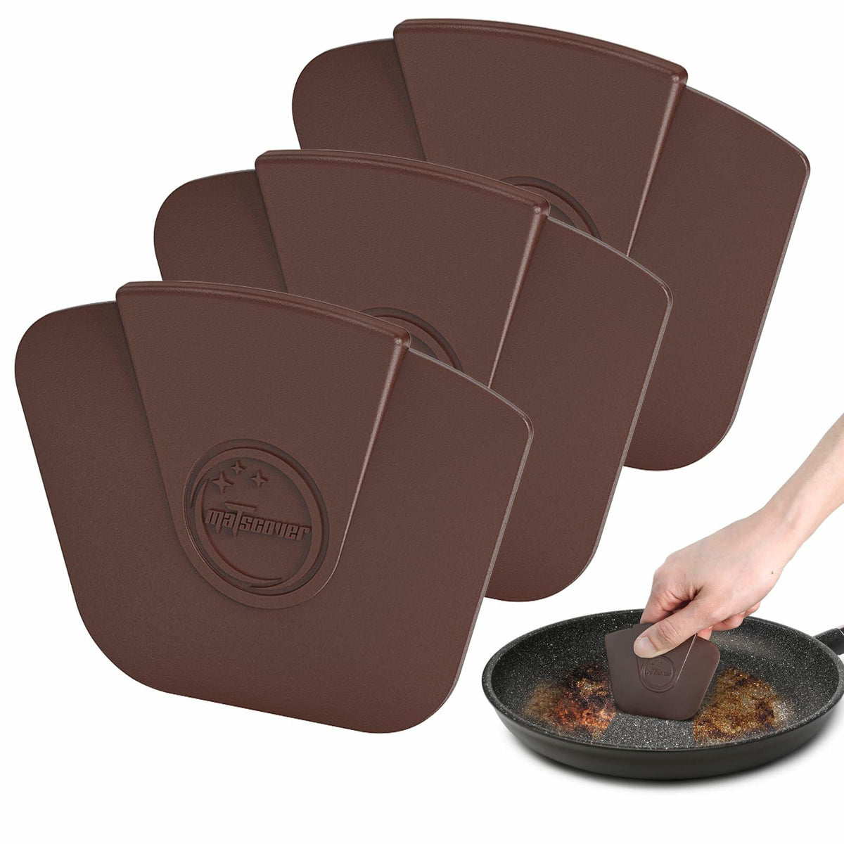 Pan Scraper for Cast Iron Cookware 6 Pcs Brown