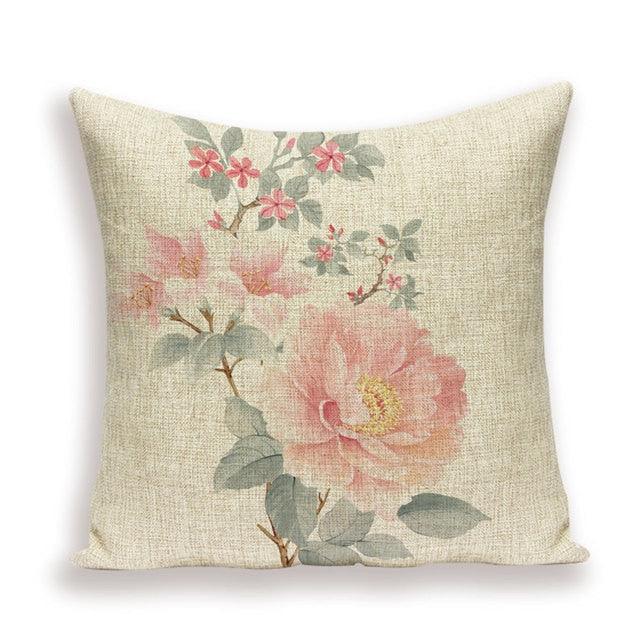 Decorative Plant Flower Throw Pillow Cover