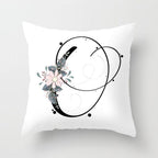 Black Alphabet Flower Print Pillow Cover