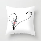Black Alphabet Flower Print Pillow Cover