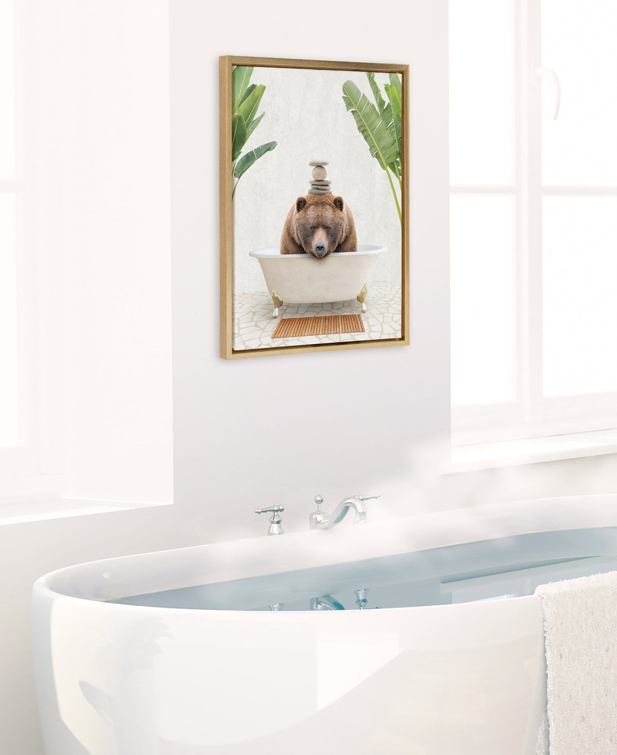 Sylvie Big Bear Bali Bath Framed Canvas