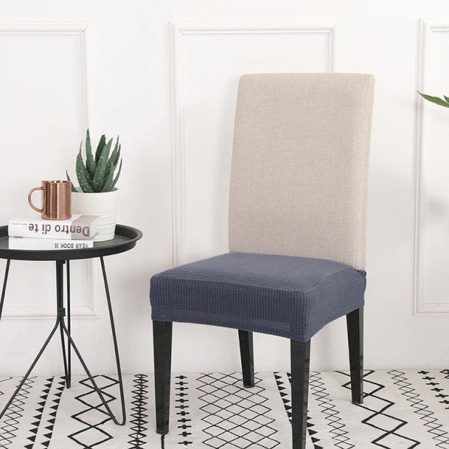Solid  Dining Chair Cover Elastic Half-wrapped Seat Case